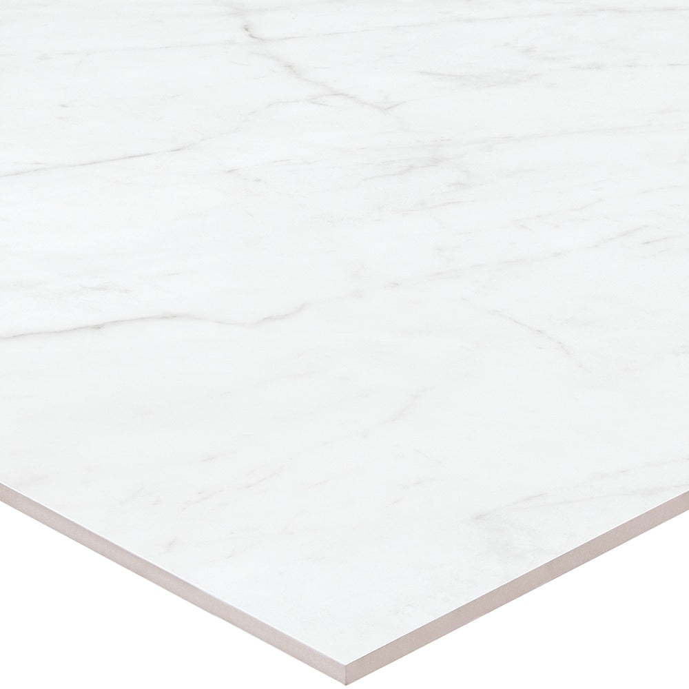 Satori Carrara Domani Polished 24-in x 24-in Polished Porcelain Marble Look Floor Tile