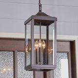 Progress Lighting Gibbes Street 3-Light Antique Bronze Traditional Beveled Glass Lantern Medium Indoor/Outdoor Hanging Pendant Light