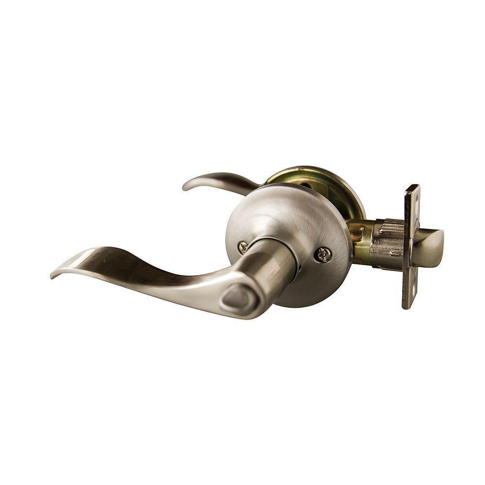 Stratford Satin Nickel Privacy Bed/Bath Door Lever with Universal 6-Way Latch (6-Pack) - Super Arbor