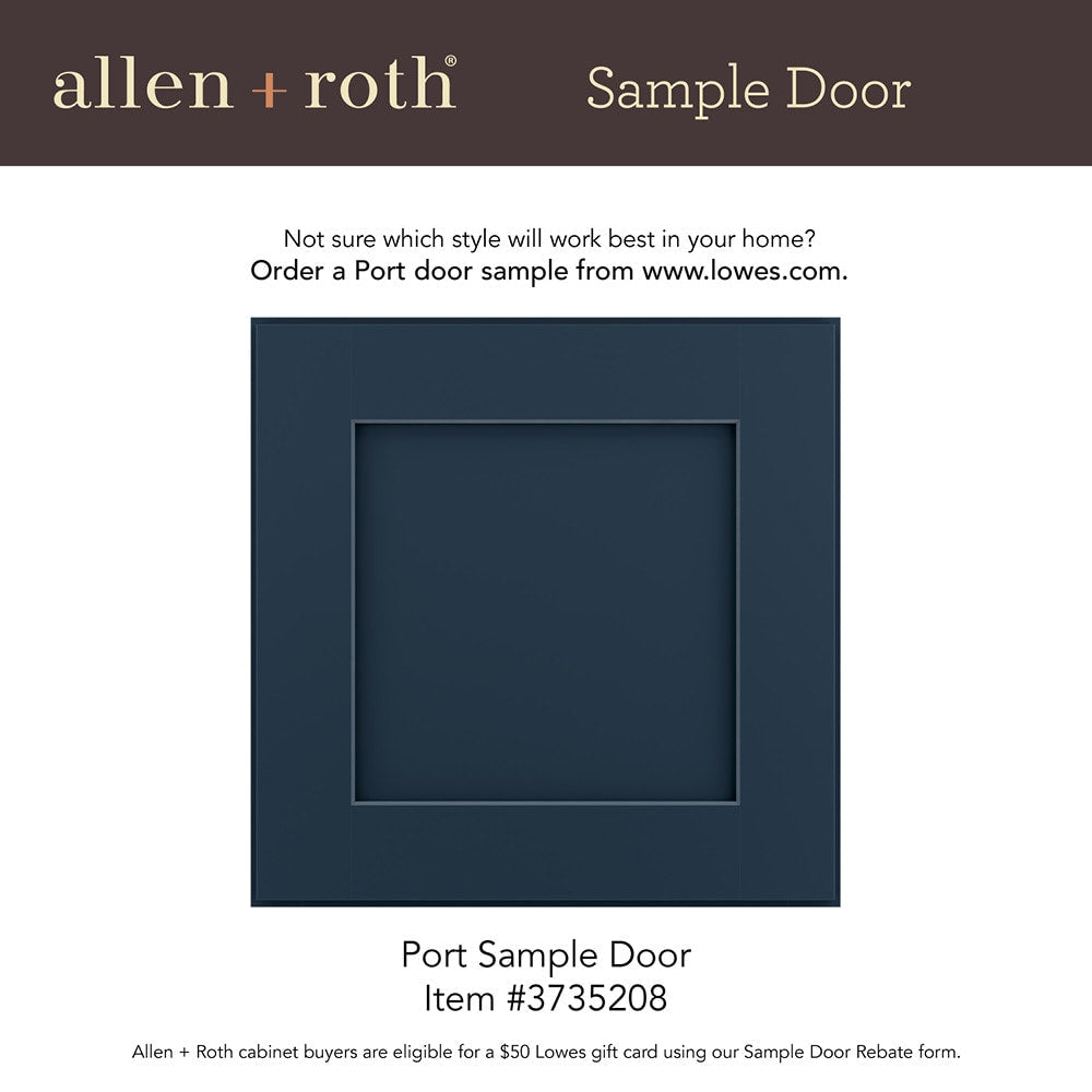 allen + roth Port 24-in W x 34.5-in H x 24-in D Navy Sink Base Fully Assembled Cabinet (Flat Panel Shaker Style)