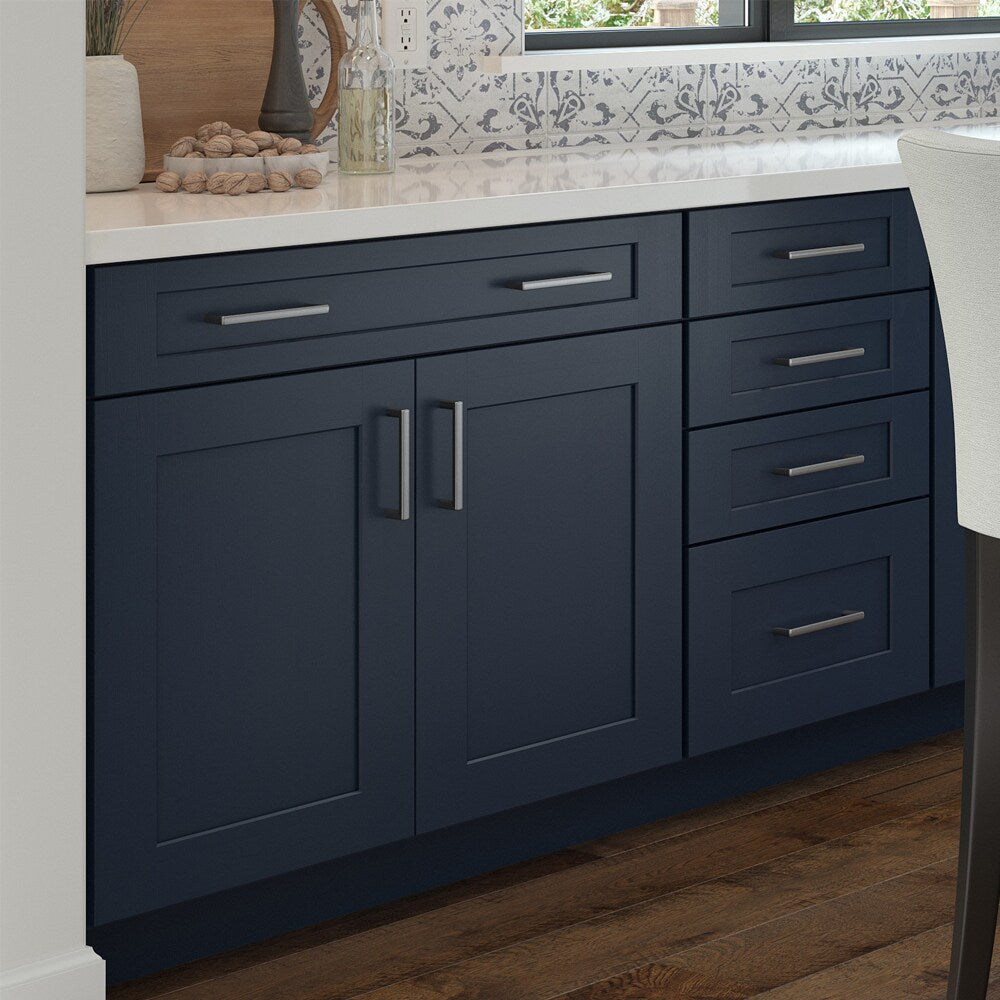 allen + roth Port 24-in W x 34.5-in H x 24-in D Navy 1-Drawer Base Fully Assembled Cabinet (Flat Panel Shaker Style)