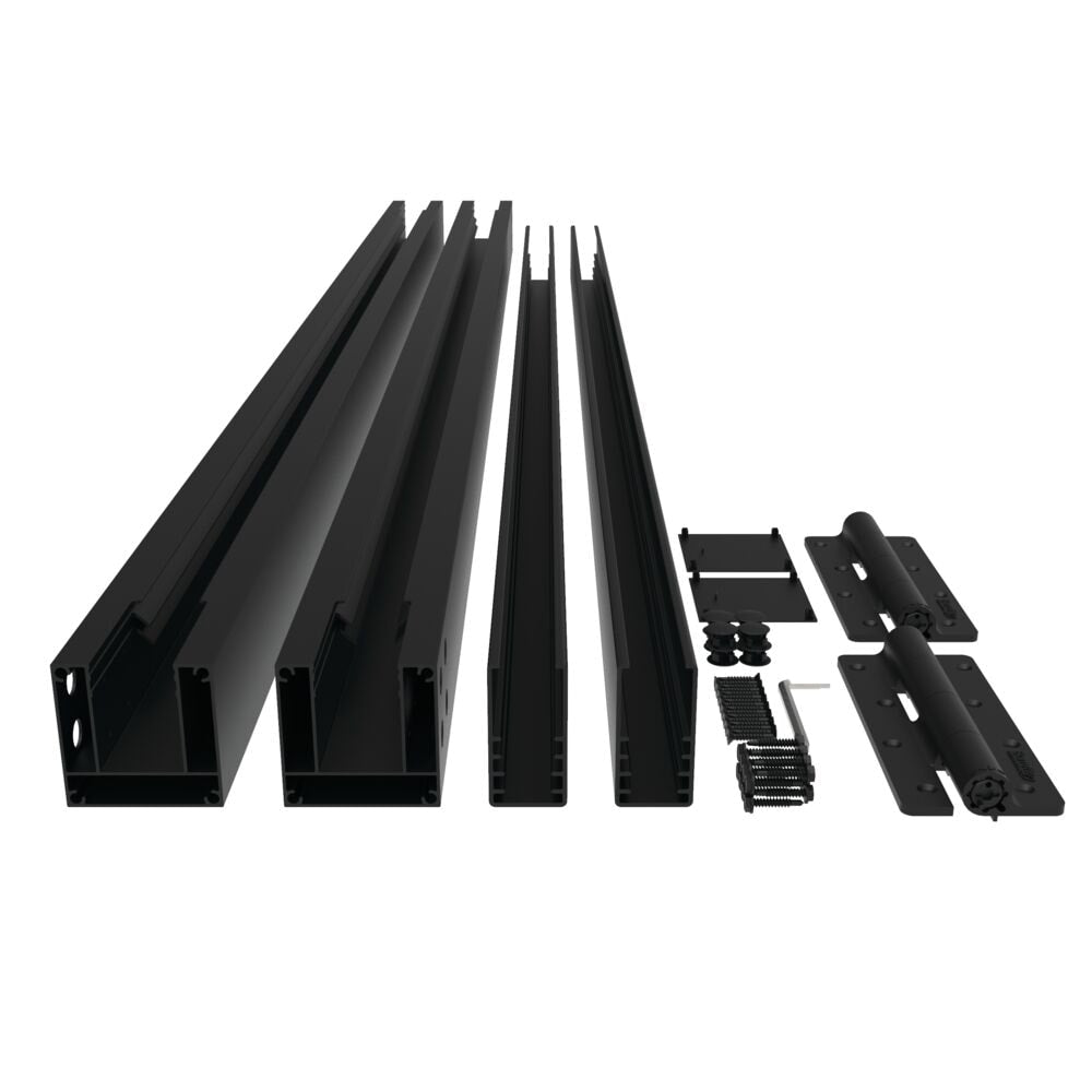 Freedom Alloy Mixed Material 6-ft H x 5-ft W Black Aluminum Privacy Fence Gate