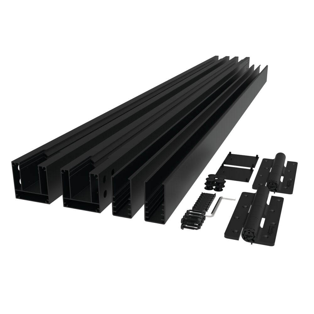 Freedom Alloy Mixed Material 6-ft H x 5-ft W Black Aluminum Privacy Fence Gate