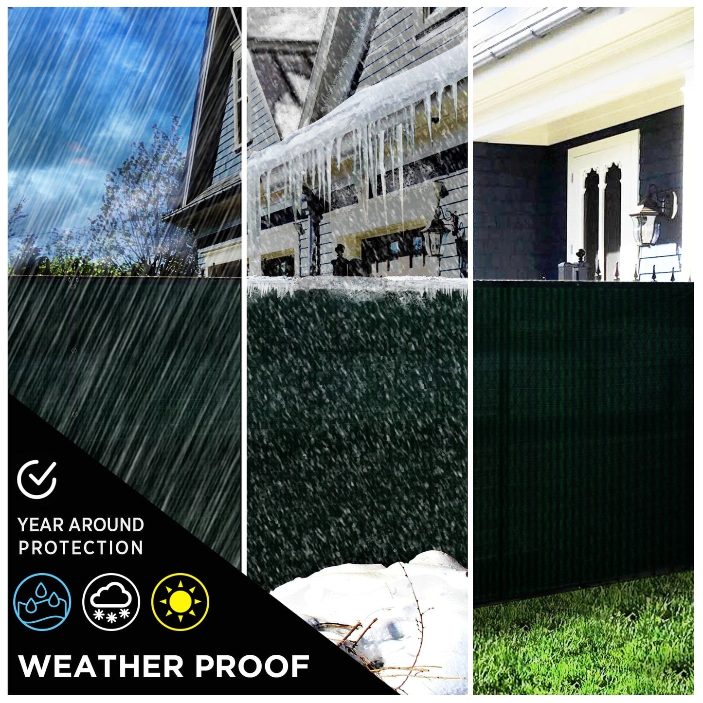 BOEN 4-ft H x 50-ft W Green Polyethelene Chain Link Fence Screen