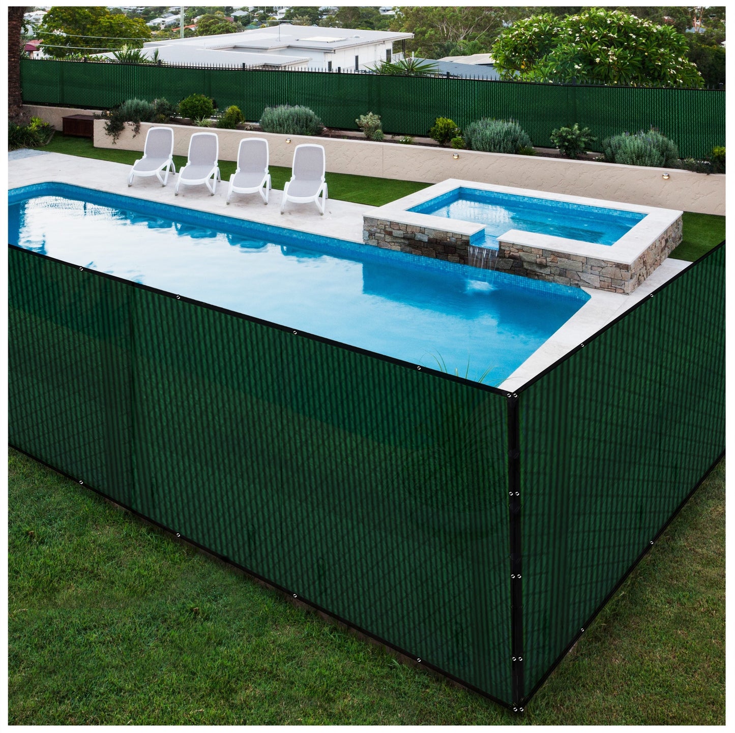 BOEN 5-ft H x 50-ft W Green Polyethelene Chain Link Fence Screen