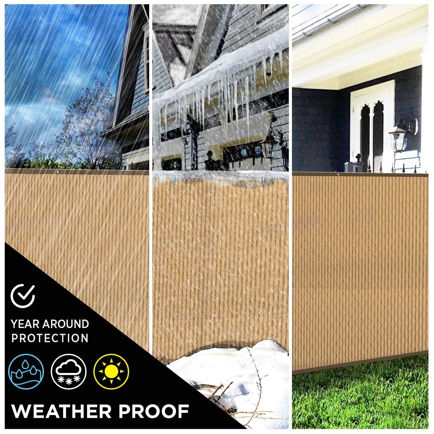 BOEN 6-ft H x 15-ft W Beige Polyethelene Chain Link Fence Screen