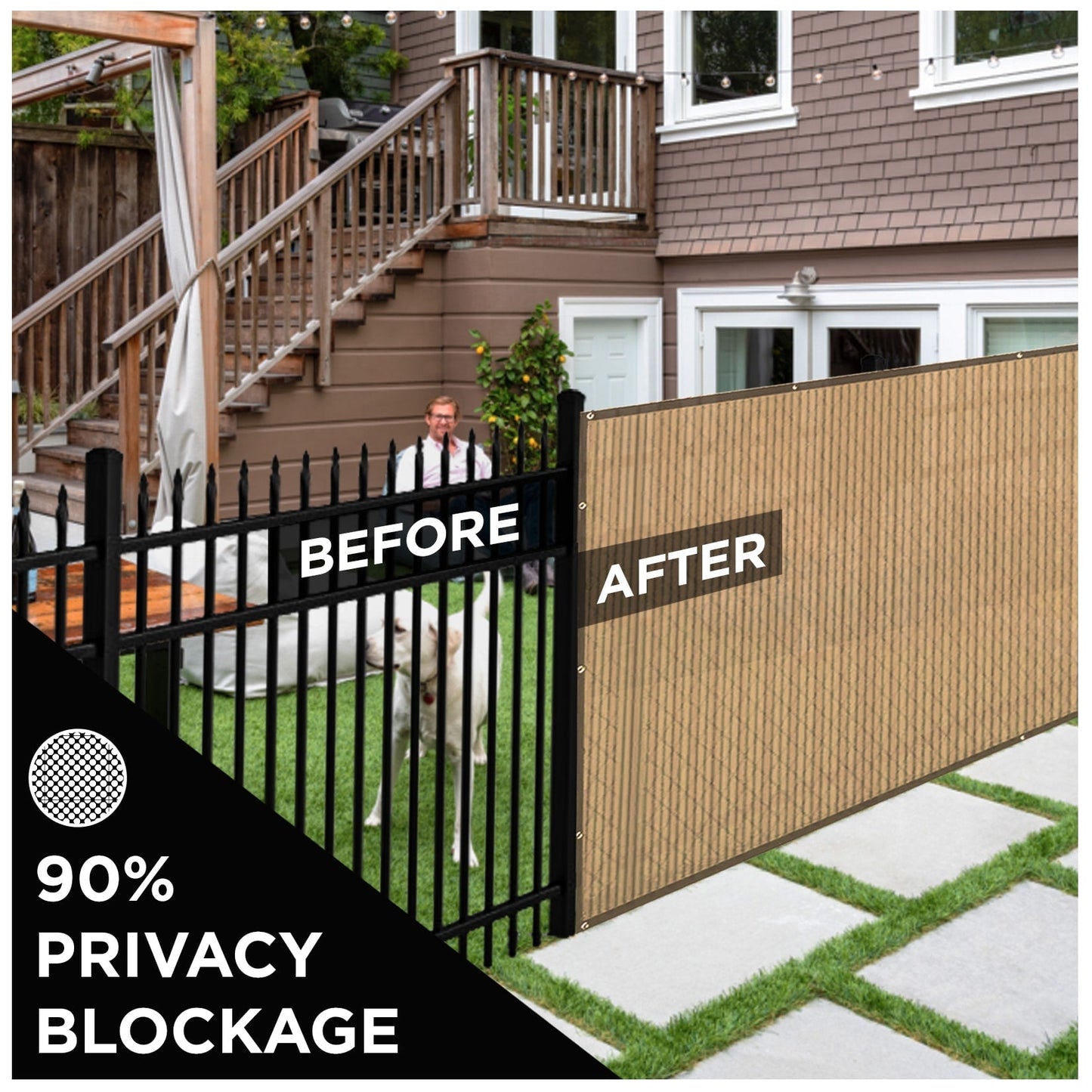 BOEN 6-ft H x 100-ft W Beige Polyethelene Chain Link Fence Screen