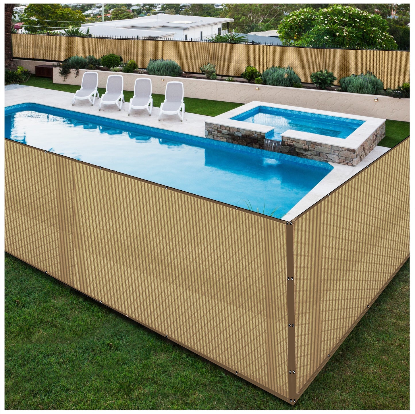 BOEN 6-ft H x 20-ft W Beige Polyethelene Chain Link Fence Screen