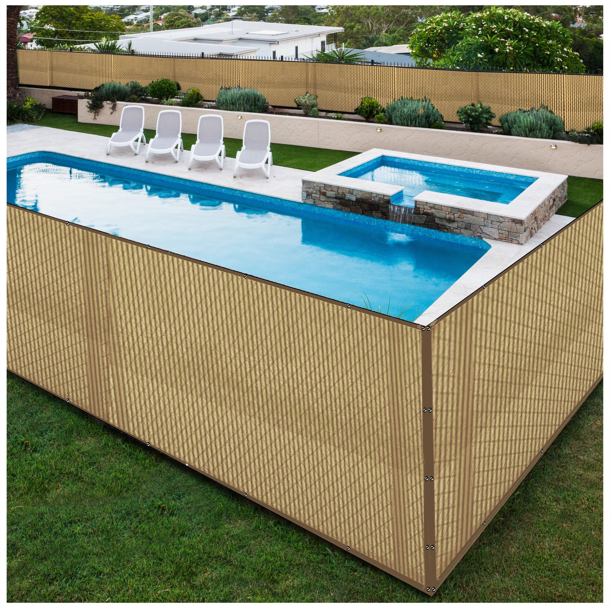 BOEN 6-ft H x 15-ft W Beige Polyethelene Chain Link Fence Screen