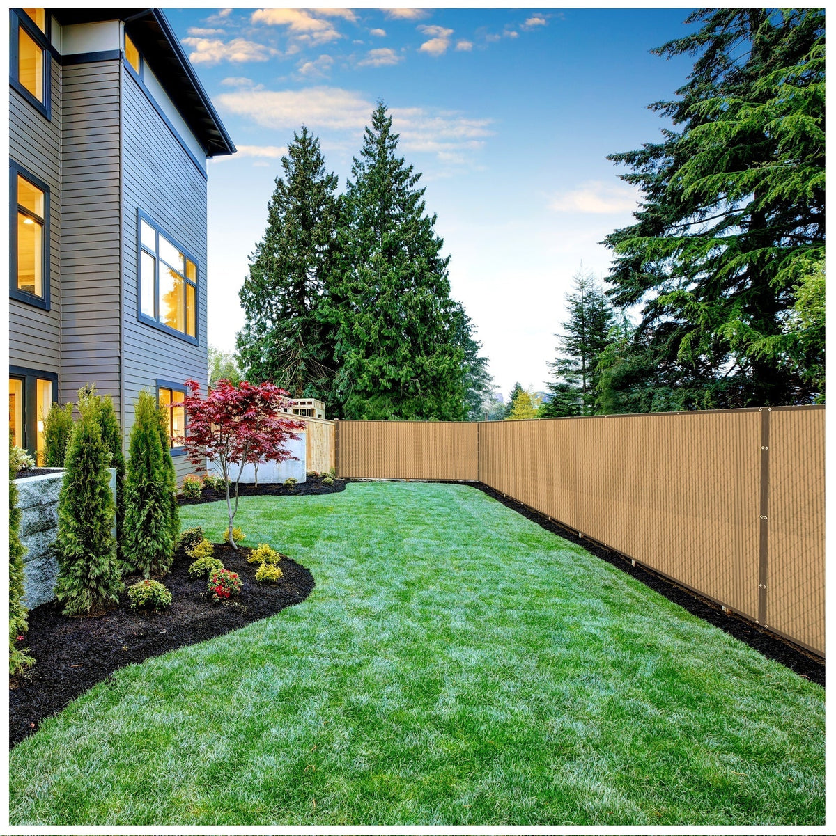 BOEN 6-ft H x 50-ft W Beige Polyethelene Chain Link Fence Screen