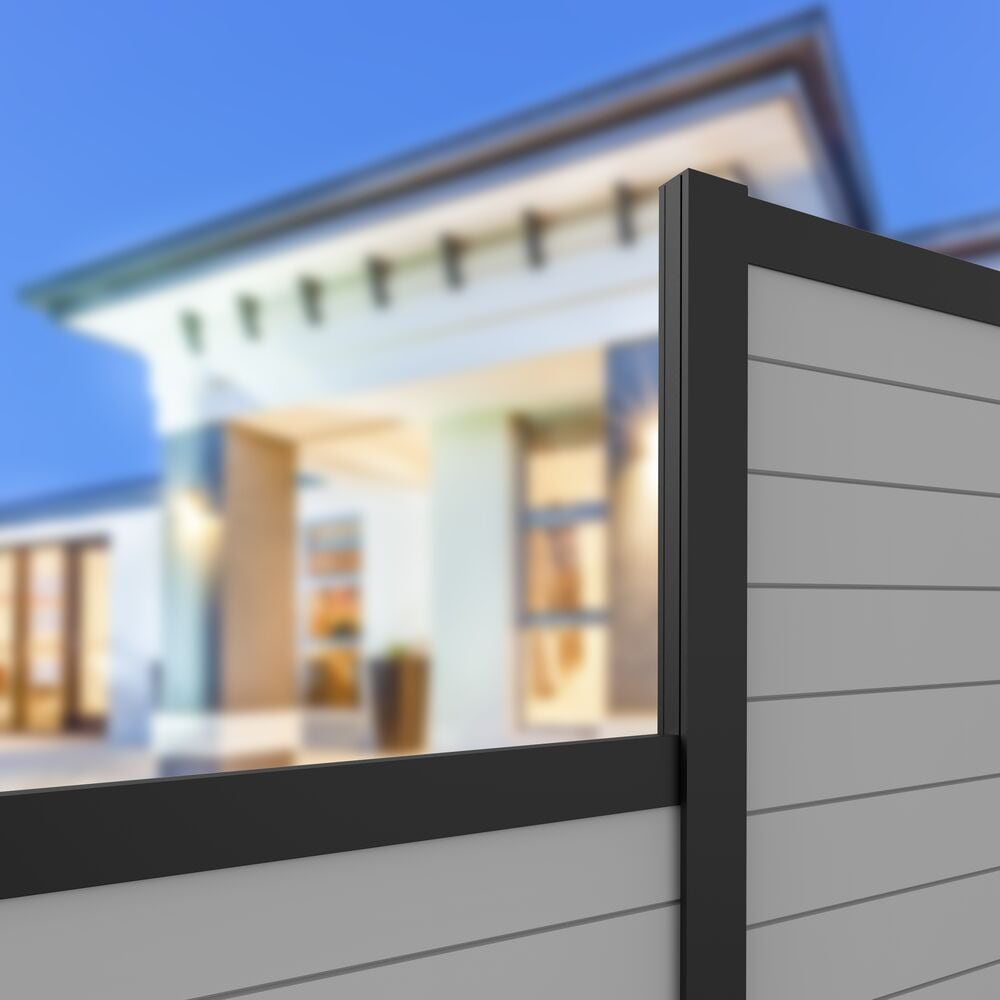 Freedom Alloy Mixed Material 28-in Black Vinyl Step Groove Cover For Metal Fence