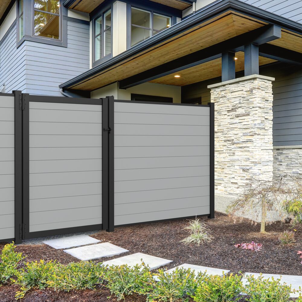 Freedom Alloy Mixed Material 6-ft H x 4-in W Matte Black Aluminum Privacy Fence Rail