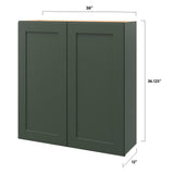 allen + roth Galway 36-in W x 36.125-in H x 12-in D Sage Wall Fully Assembled Cabinet (Flat Panel Shaker Door Style)