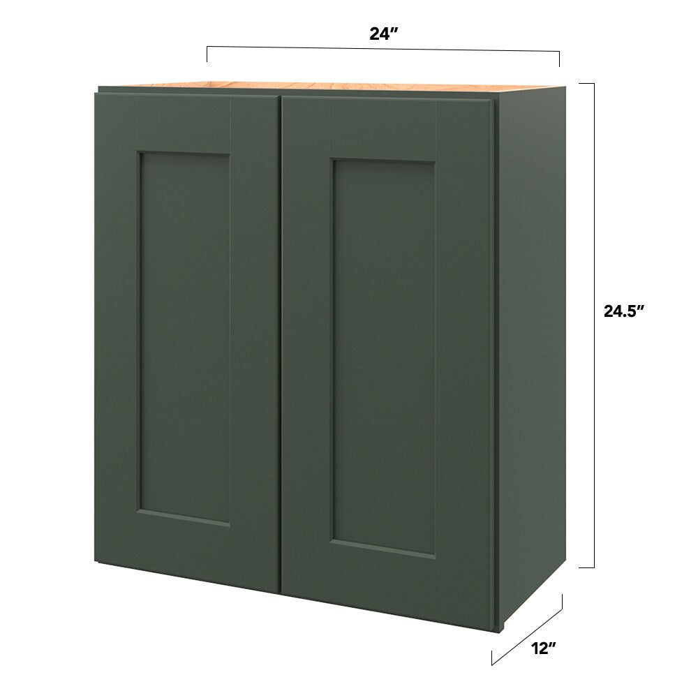 allen + roth Galway 24-in W x 24.5-in H x 12-in D Sage Wall Fully Assembled Cabinet (Flat Panel Shaker Door Style)