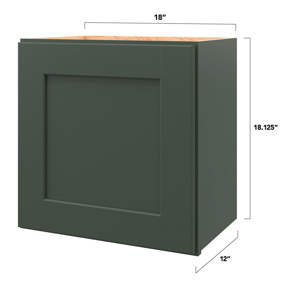 allen + roth Galway 18-in W x 18.125-in H x 12-in D Sage Wall Fully Assembled Cabinet (Flat Panel Shaker Door Style)