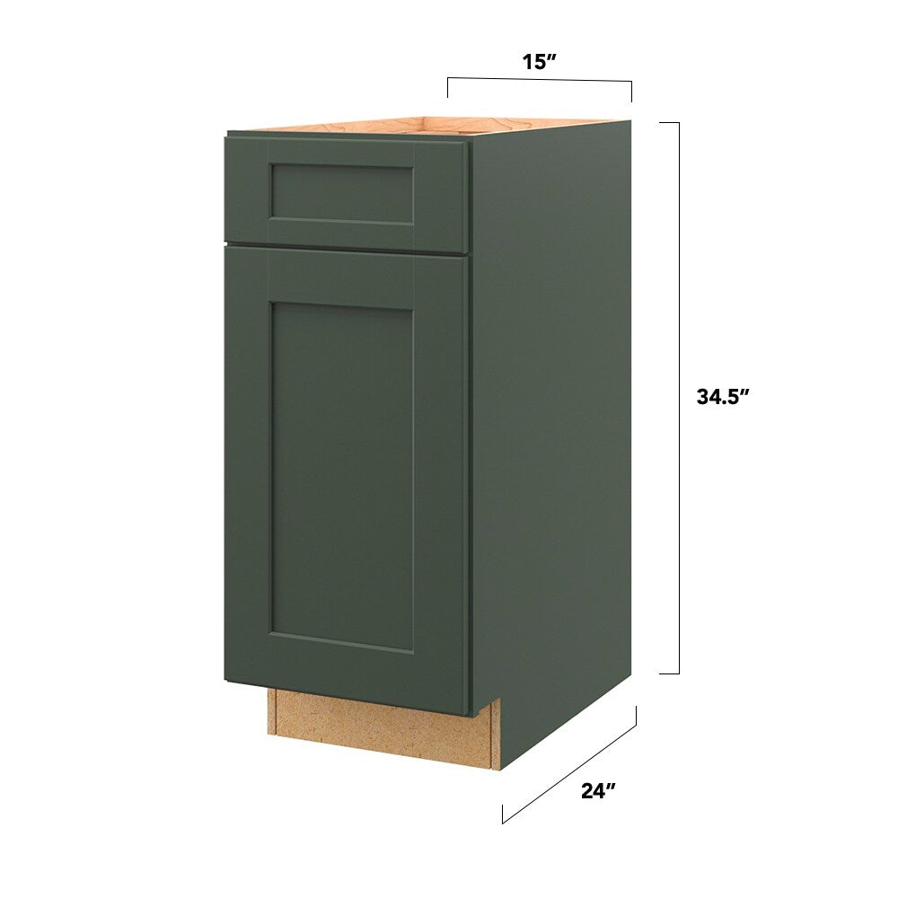 allen + roth Galway 15-in W x 34.5-in H x 24-in D Sage 1-Drawer Base Fully Assembled Cabinet (Flat Panel Shaker Style)