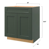 allen + roth Galway 30-in W x 34.5-in H x 24-in D Sage 1-Drawer Base Fully Assembled Cabinet (Flat Panel Shaker Style)