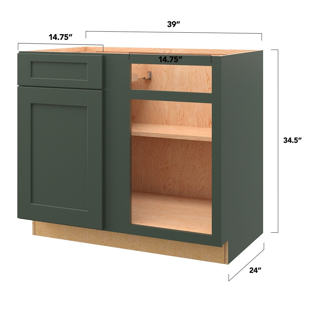 allen + roth Galway 39-in W x 34.5-in H x 24-in D Sage Blind 1-Drawer Base Fully Assembled Cabinet (Flat Panel Shaker Style)