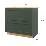 allen + roth Galway 36-in W x 34.5-in H x 24-in D Sage 2-Drawer Base Fully Assembled Cabinet (Flat Panel Style)