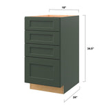 allen + roth Galway 18-in W x 34.5-in H x 24-in D Sage 4-Drawer Base Fully Assembled Cabinet (Flat Panel Style)