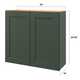 allen + roth Galway 33-in W x 30.125-in H x 12-in D Sage Wall Fully Assembled Cabinet (Flat Panel Shaker Door Style)