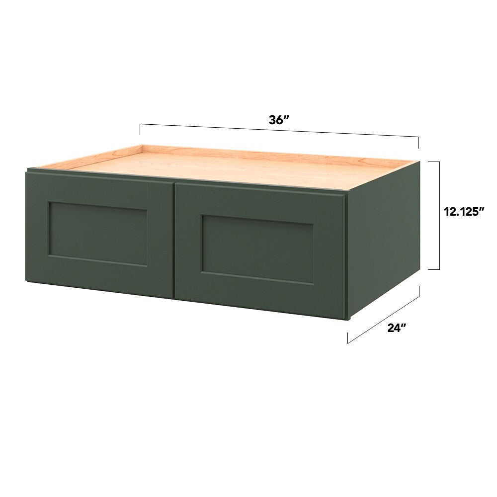 allen + roth Galway 36-in W x 12.125-in H x 24-in D Sage Wall Fully Assembled Cabinet (Flat Panel Shaker Door Style)