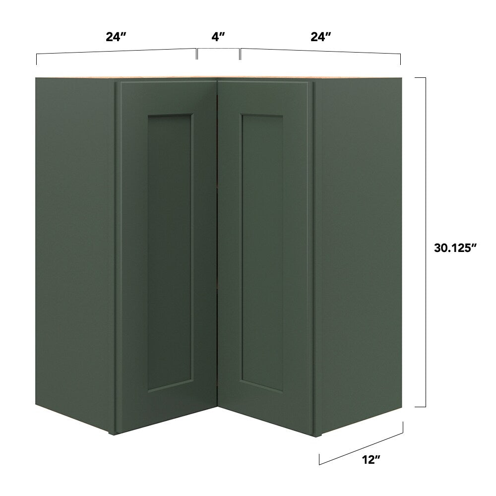 allen + roth Galway 24-in W x 30.125-in H x 12-in D Sage Blind Corner Wall Fully Assembled Cabinet (Flat Panel Shaker Style)