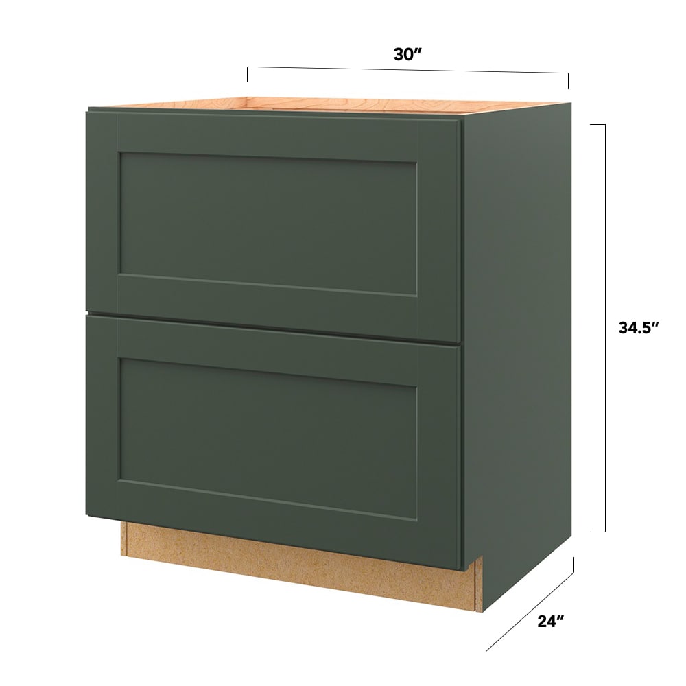 allen + roth Galway 30-in W x 34.5-in H x 24-in D Sage 2-Drawer Base Fully Assembled Cabinet (Flat Panel Style)