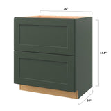 allen + roth Galway 30-in W x 34.5-in H x 24-in D Sage 2-Drawer Base Fully Assembled Cabinet (Flat Panel Style)