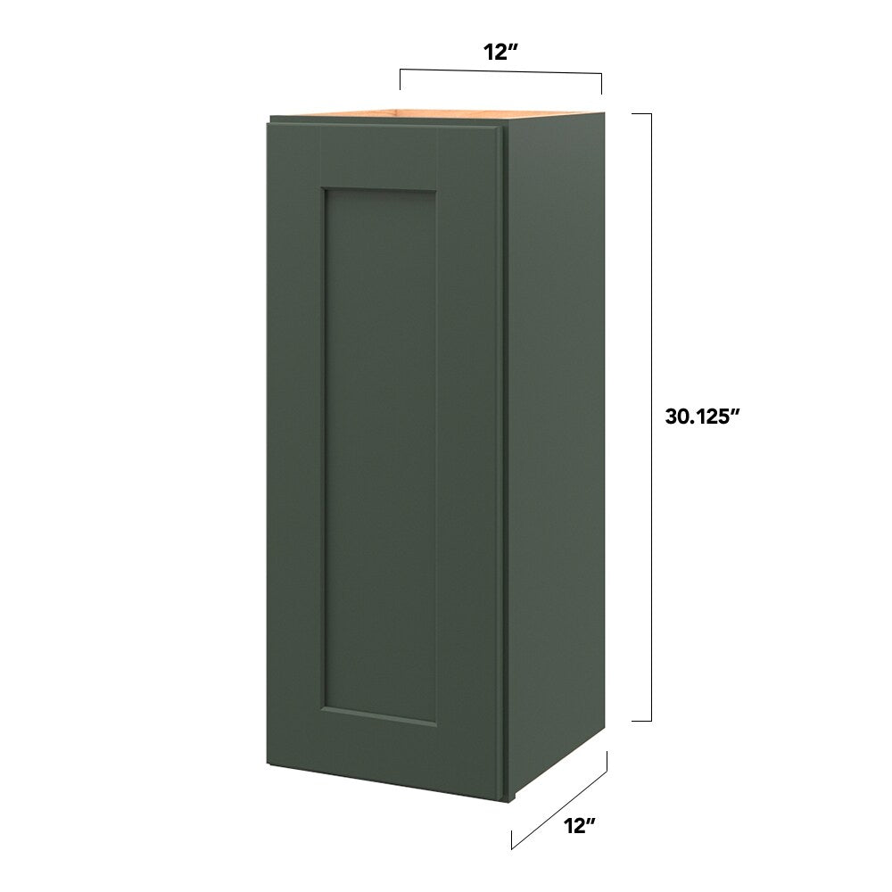 allen + roth Galway 12-in W x 30.125-in H x 12-in D Sage Wall Fully Assembled Cabinet (Flat Panel Shaker Door Style)