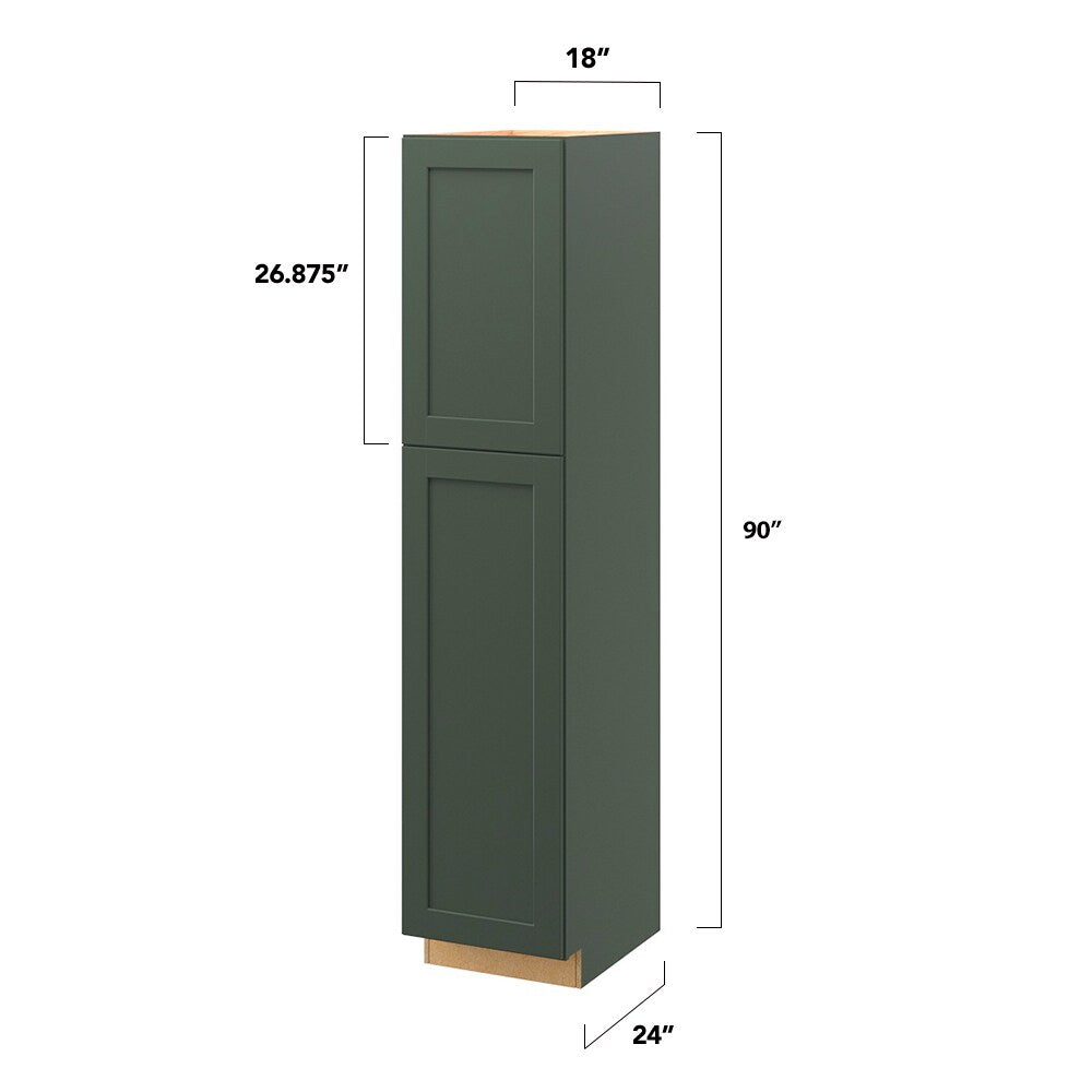 allen + roth Galway 18-in W x 90-in H x 24-in D Sage Pantry Fully Assembled Cabinet (Flat Panel Shaker Door Style)