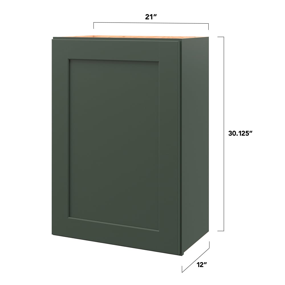 allen + roth Galway 21-in W x 30.125-in H x 12-in D Sage Wall Fully Assembled Cabinet (Flat Panel Shaker Door Style)