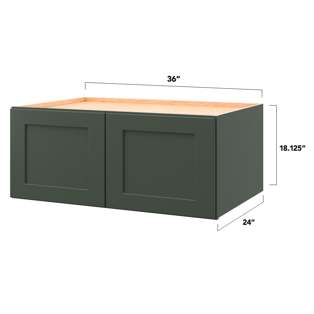 allen + roth Galway 36-in W x 18.125-in H x 24-in D Sage Wall Fully Assembled Cabinet (Flat Panel Shaker Door Style)