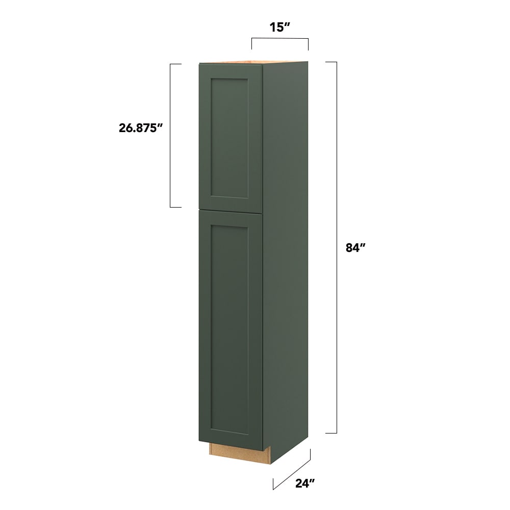 allen + roth Galway 15-in W x 84-in H x 24-in D Sage Pantry Fully Assembled Cabinet (Flat Panel Shaker Door Style)