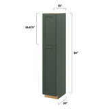 allen + roth Galway 15-in W x 84-in H x 24-in D Sage Pantry Fully Assembled Cabinet (Flat Panel Shaker Door Style)