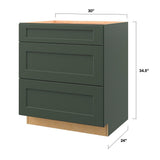 allen + roth Galway 30-in W x 34.5-in H x 24-in D Sage 3-Drawer Base Fully Assembled Cabinet (Flat Panel Style)