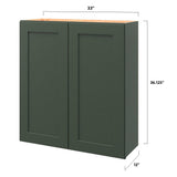 allen + roth Galway 33-in W x 36.125-in H x 12-in D Sage Wall Fully Assembled Cabinet (Flat Panel Shaker Door Style)