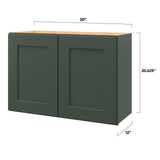 allen + roth Galway 30-in W x 20.625-in H x 12-in D Sage Wall Fully Assembled Cabinet (Flat Panel Shaker Door Style)