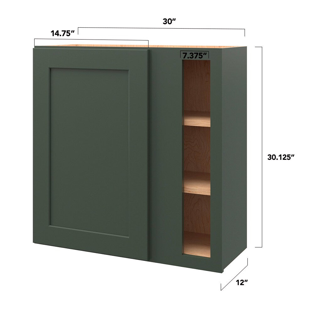 allen + roth Galway 30-in W x 30.125-in H x 12-in D Sage Blind Corner Wall Fully Assembled Cabinet (Flat Panel Shaker Style)