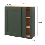 allen + roth Galway 30-in W x 30.125-in H x 12-in D Sage Blind Corner Wall Fully Assembled Cabinet (Flat Panel Shaker Style)