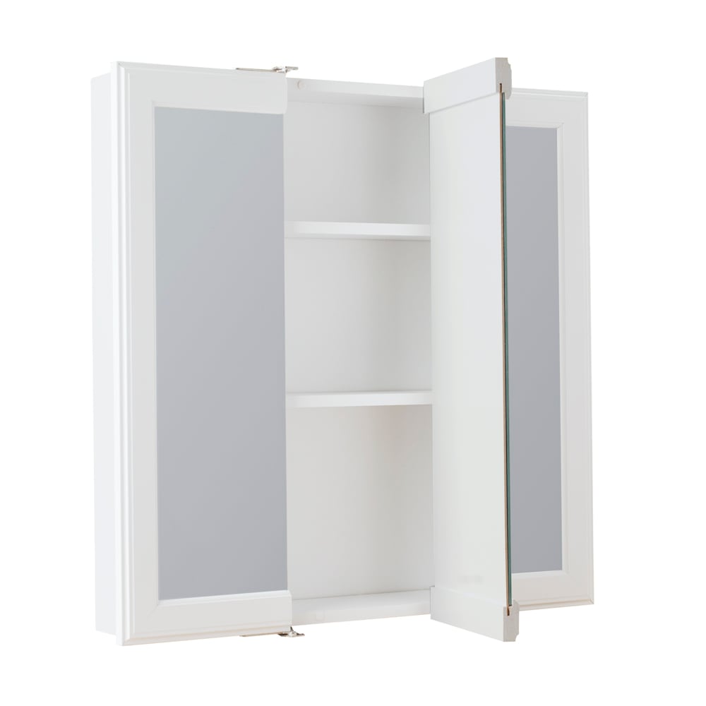 Project Source 24.25-in x 24-in Surface Mount White Mirrored Medicine Cabinet