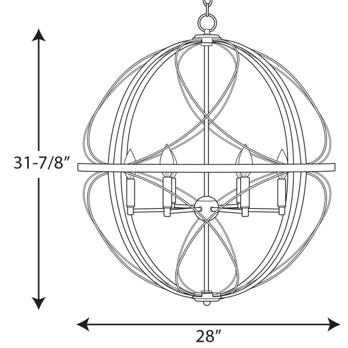 Progress Lighting Brandywine 6-Light Antique Bronze Transitional Globe Large Hanging Pendant Light