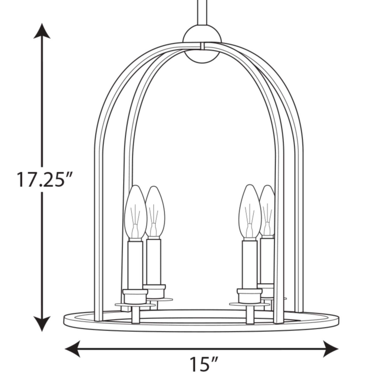 Progress Lighting Seneca 4-Light Matte Black Farmhouse Lantern Medium Hanging Pendant Light