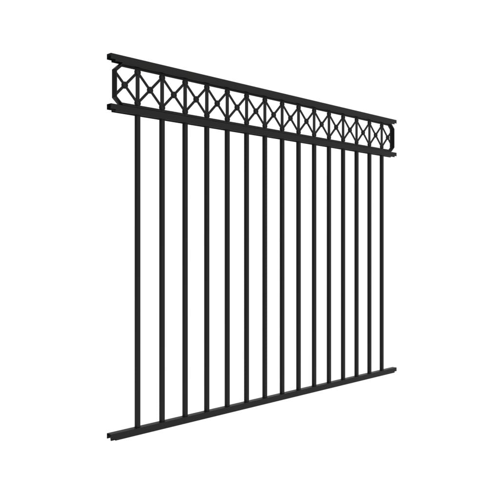 Freedom Hampshire 6-ft W Black Aluminum Spaced Picket Flat-top Decorative Fence Panel