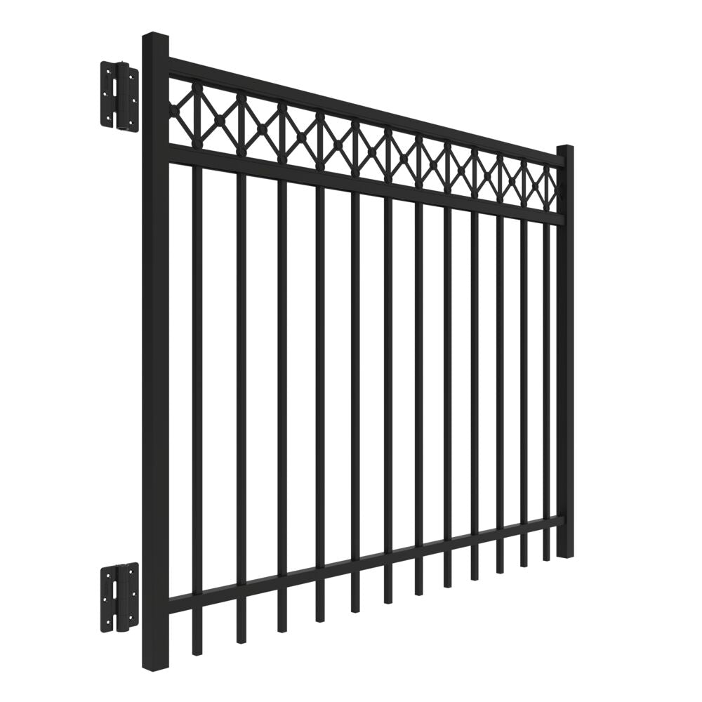 Freedom Hampshire 4-ft H x 5-ft W Black Aluminum Spaced Picket Flat-top Decorative Fence Gate