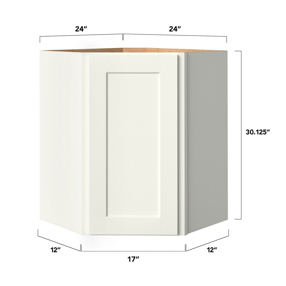 allen + roth Aveley 24-in W x 30.125-in H x 20-in D Linen Diagonal Corner Wall Fully Assembled Cabinet (Flat Panel Shaker Style)