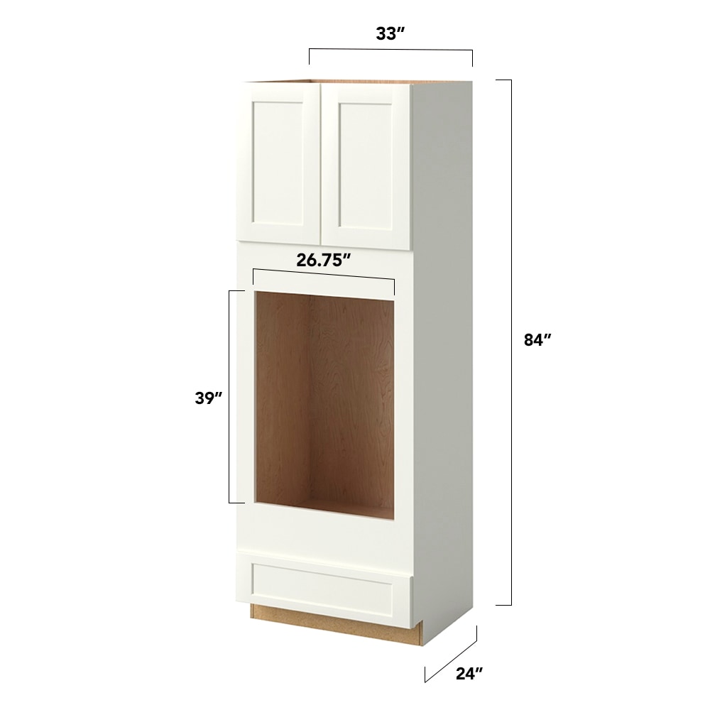 allen + roth Aveley 33-in W x 84-in H x 24-in D Linen 1-Drawer Double Oven Base Fully Assembled Cabinet (Flat Panel Shaker Style)