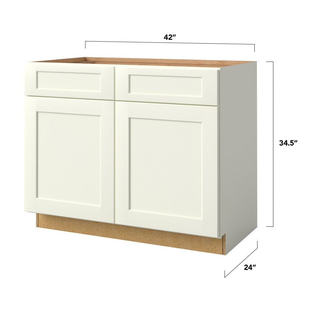 allen + roth Aveley 42-in W x 34.5-in H x 24-in D Linen Sink Base Fully Assembled Cabinet (Flat Panel Shaker Style)