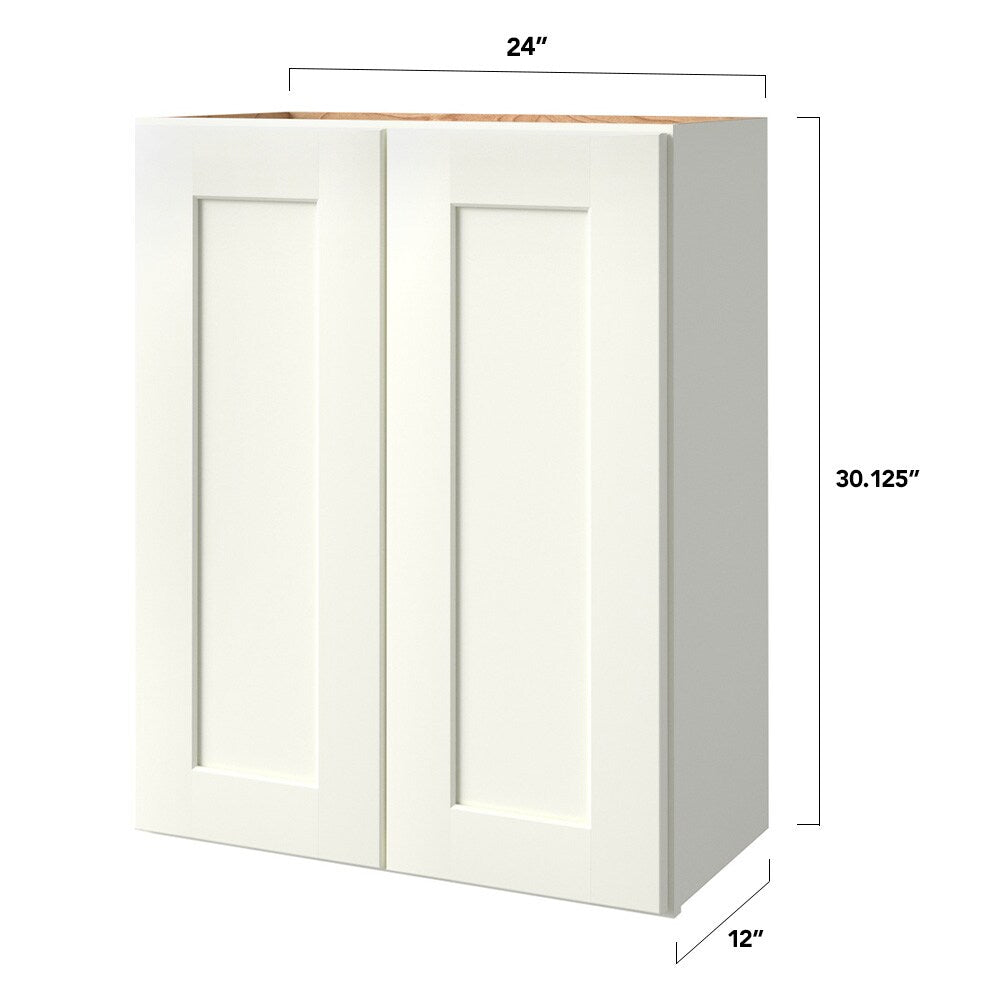 allen + roth Aveley 30-in W x 24.5-in H x 12-in D Linen Wall Fully Assembled Cabinet (Flat Panel Shaker Door Style)