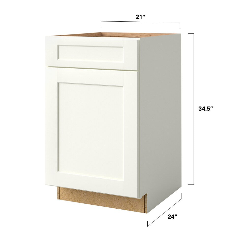 allen + roth Aveley 21-in W x 34.5-in H x 24-in D Linen 1-Drawer Base Fully Assembled Cabinet (Flat Panel Shaker Style)